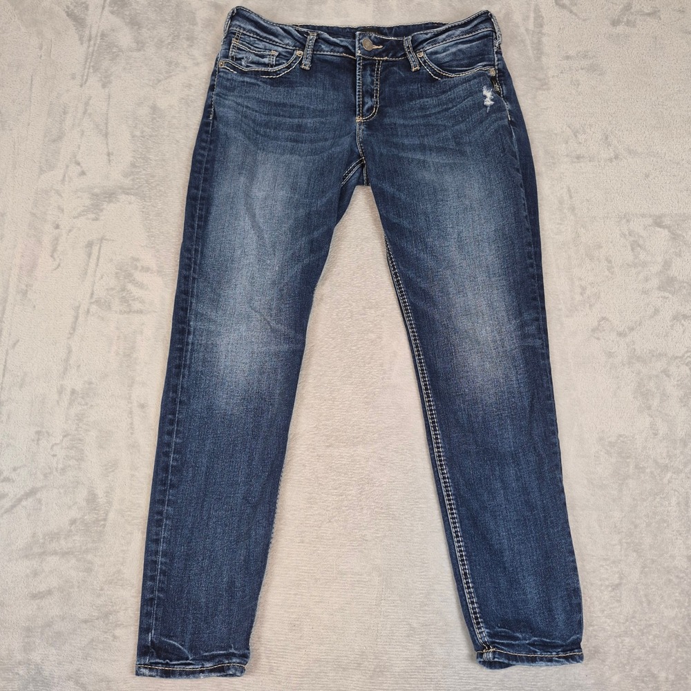 Silver Jeans Suki Skinny 32 L29 Medium Wash Distressed Denim L93136SSX369 Plus
